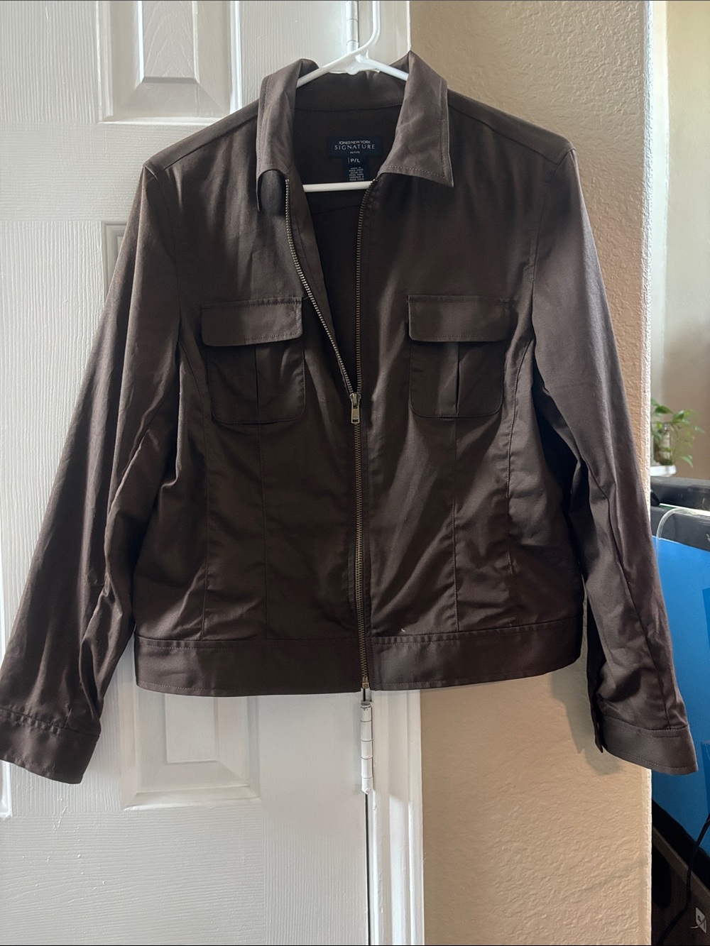 Jones New York Dark Brown Zip Utility Jacket